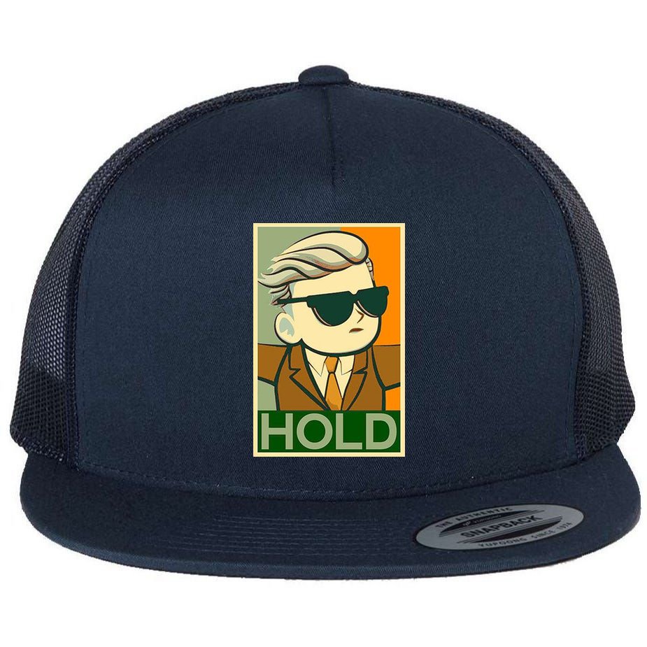 Hold Crypto Currency Cartoon Flat Bill Trucker Hat
