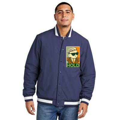 Hold Crypto Currency Cartoon Insulated Varsity Jacket