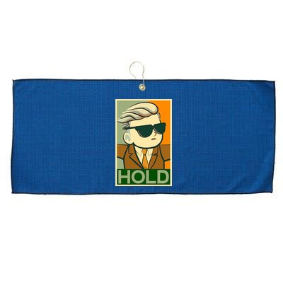 Hold Crypto Currency Cartoon Large Microfiber Waffle Golf Towel