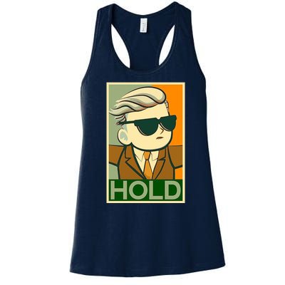 Hold Crypto Currency Cartoon Women's Racerback Tank