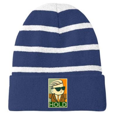 Hold Crypto Currency Cartoon Striped Beanie with Solid Band