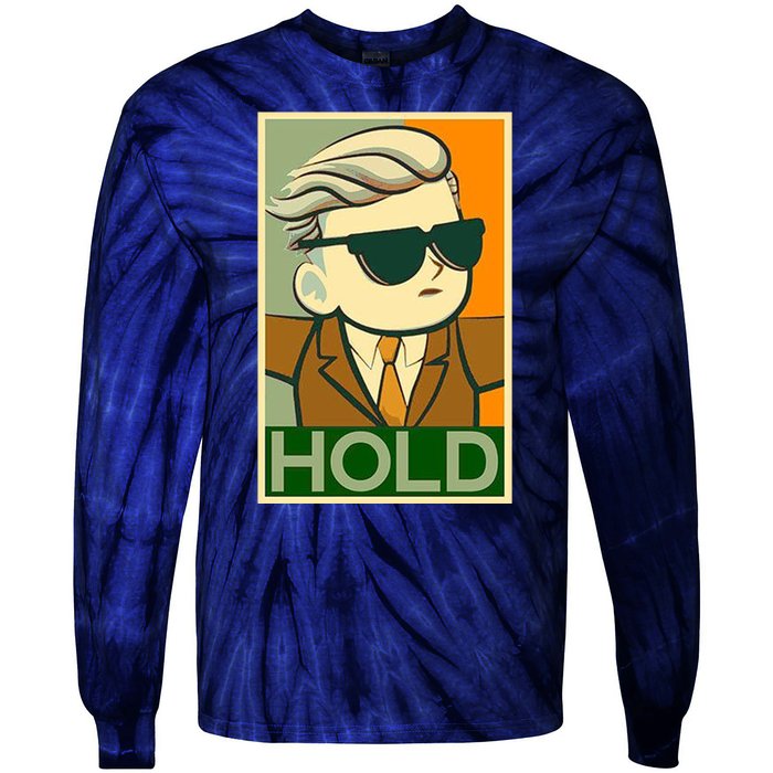 Hold Crypto Currency Cartoon Tie-Dye Long Sleeve Shirt