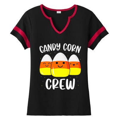 Halloween Candy Corn Crew Costume Fun Friends Outfit Ladies Halftime Notch Neck Tee