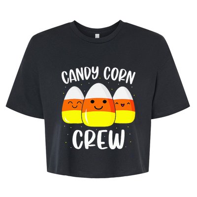 Halloween Candy Corn Crew Costume Fun Friends Outfit Bella+Canvas Jersey Crop Tee