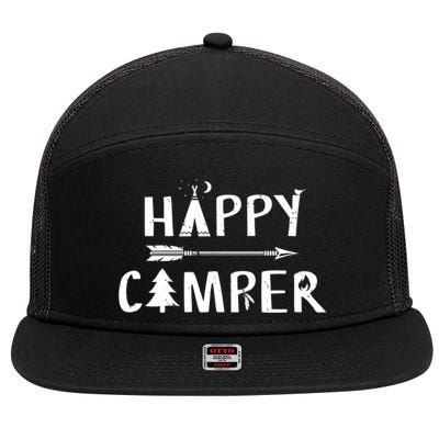 Happy Camper Camping Gift Camp Gift 7 Panel Mesh Trucker Snapback Hat