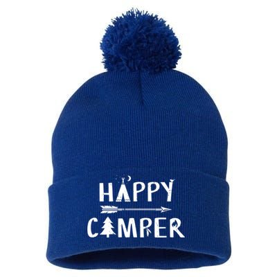 Happy Camper Camping Gift Camp Gift Pom Pom 12in Knit Beanie