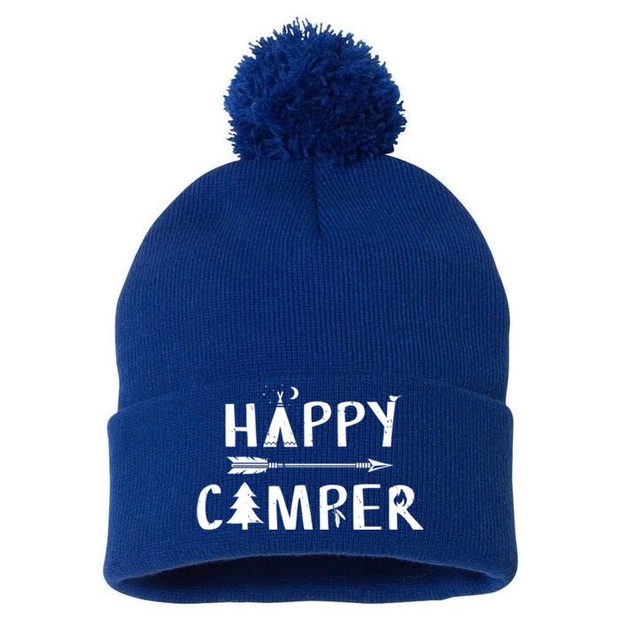 Happy Camper Camping Gift Camp Gift Pom Pom 12in Knit Beanie