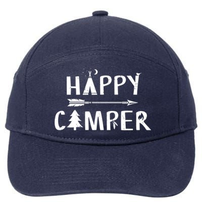 Happy Camper Camping Gift Camp Gift 7-Panel Snapback Hat