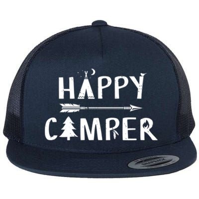 Happy Camper Camping Gift Camp Gift Flat Bill Trucker Hat