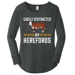 Hereford Cow Cattle Bull Beef Farm Women's Perfect Tri Tunic Long Sleeve Shirt