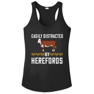 Hereford Cow Cattle Bull Beef Farm Ladies PosiCharge Competitor Racerback Tank