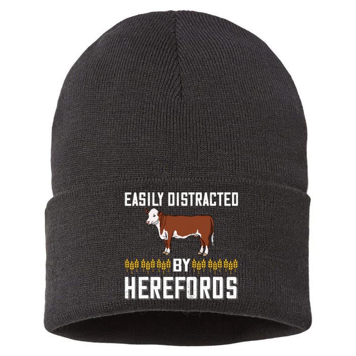 Hereford Cow Cattle Bull Beef Farm Sustainable Knit Beanie