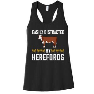 Hereford Cow Cattle Bull Beef Farm Women's Racerback Tank