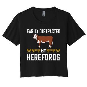 Hereford Cow Cattle Bull Beef Farm Women's Crop Top Tee