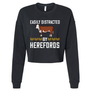 Hereford Cow Cattle Bull Beef Farm Cropped Pullover Crew