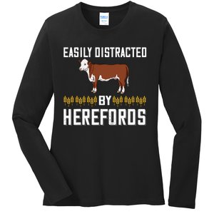 Hereford Cow Cattle Bull Beef Farm Ladies Long Sleeve Shirt