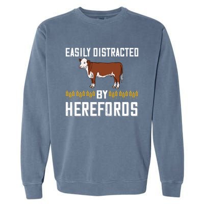 Hereford Cow Cattle Bull Beef Farm Garment-Dyed Sweatshirt