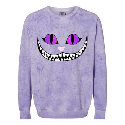 Halloween Cheshire Cat Grinning Smile Wonderland Floating Colorblast Crewneck Sweatshirt