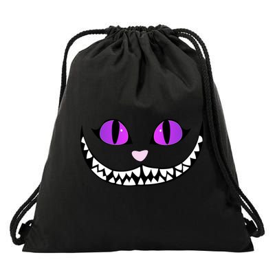 Halloween Cheshire Cat Grinning Smile Wonderland Floating Drawstring Bag