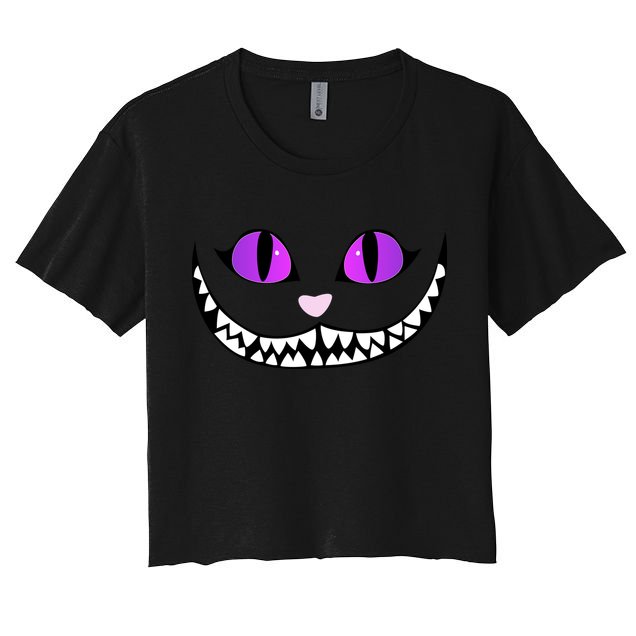 Halloween Cheshire Cat Grinning Smile Wonderland Floating Crop Top