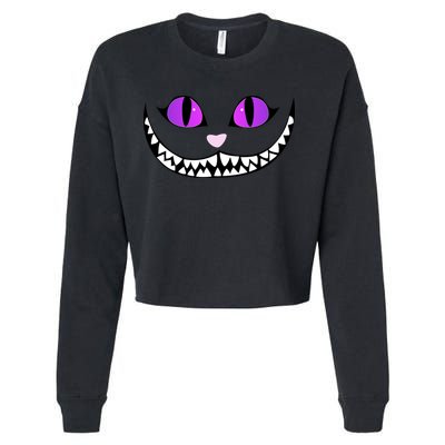 Halloween Cheshire Cat Grinning Smile Wonderland Floating Cropped Pullover Crew