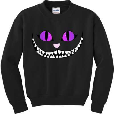 Halloween Cheshire Cat Grinning Smile Wonderland Floating Kids Sweatshirt