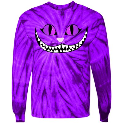 Halloween Cheshire Cat Grinning Smile Wonderland Floating Tie-Dye Long Sleeve Shirt