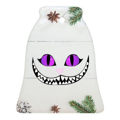 Halloween Cheshire Cat Grinning Smile Wonderland Floating Ceramic Bell Ornament