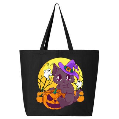 Halloween Cute Cat Pumpkin Witch Hat Costume 25L Jumbo Tote