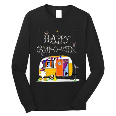 Happy Camper CampOWeen Halloween Funny Cute Graphic Long Sleeve Shirt