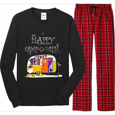 Happy Camper CampOWeen Halloween Funny Cute Graphic Long Sleeve Pajama Set