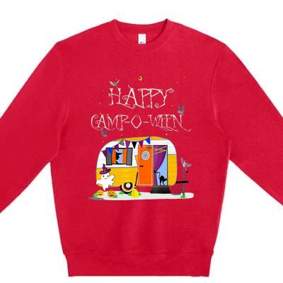 Happy Camper CampOWeen Halloween Funny Cute Graphic Premium Crewneck Sweatshirt