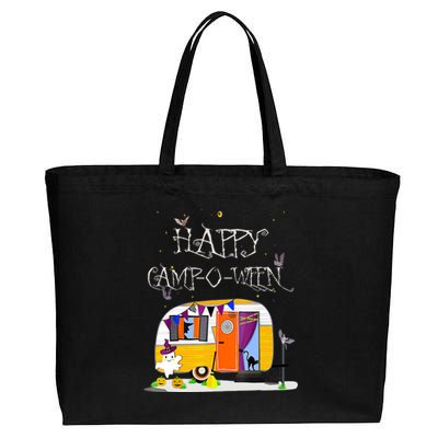 Happy Camper CampOWeen Halloween Funny Cute Graphic Cotton Canvas Jumbo Tote