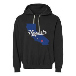 Hesperia California CA Map Garment-Dyed Fleece Hoodie