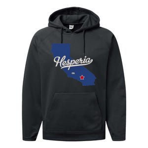 Hesperia California CA Map Performance Fleece Hoodie