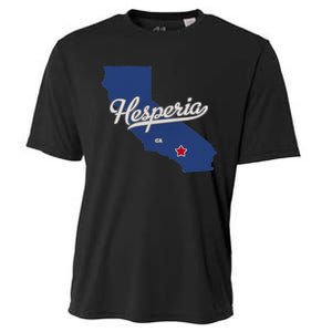 Hesperia California CA Map Cooling Performance Crew T-Shirt