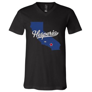 Hesperia California CA Map V-Neck T-Shirt