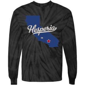 Hesperia California CA Map Tie-Dye Long Sleeve Shirt