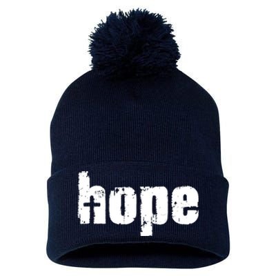 Hope Cross Christianity Pom Pom 12in Knit Beanie