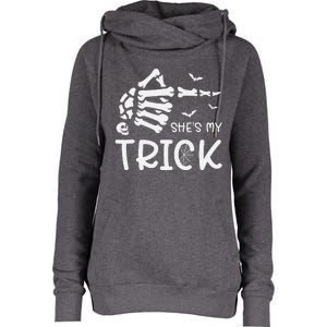 Halloween Costume Couples SheS My Trick Skeleton Hand Womens Funnel Neck Pullover Hood