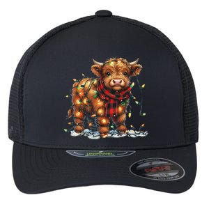 Highland Cow Christmas Xmas Santa Baby Wooly Farm Animal Flexfit Unipanel Trucker Cap