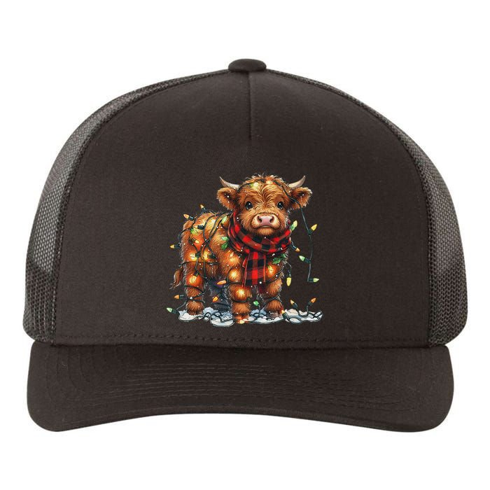 Highland Cow Christmas Xmas Santa Baby Wooly Farm Animal Yupoong Adult 5-Panel Trucker Hat