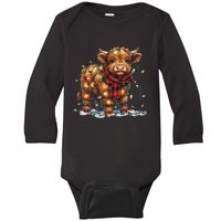 Highland Cow Christmas Xmas Santa Baby Wooly Farm Animal Baby Long Sleeve Bodysuit