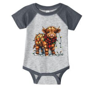 Highland Cow Christmas Xmas Santa Baby Wooly Farm Animal Infant Baby Jersey Bodysuit