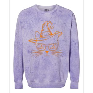 Halloween Cute Cat Comma La Kamala Harris Cute Cat Pumpkin Premium Colorblast Crewneck Sweatshirt