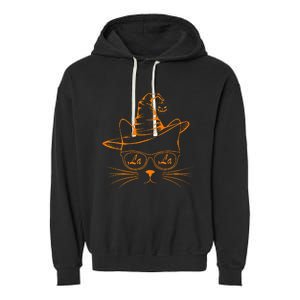 Halloween Cute Cat Comma La Kamala Harris Cute Cat Pumpkin Premium Garment-Dyed Fleece Hoodie