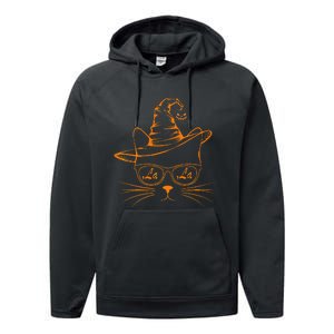 Halloween Cute Cat Comma La Kamala Harris Cute Cat Pumpkin Premium Performance Fleece Hoodie