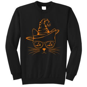 Halloween Cute Cat Comma La Kamala Harris Cute Cat Pumpkin Premium Sweatshirt