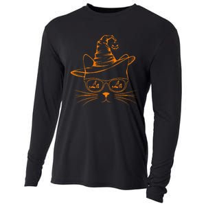 Halloween Cute Cat Comma La Kamala Harris Cute Cat Pumpkin Premium Cooling Performance Long Sleeve Crew