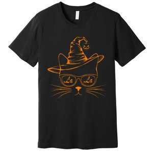 Halloween Cute Cat Comma La Kamala Harris Cute Cat Pumpkin Premium Premium T-Shirt